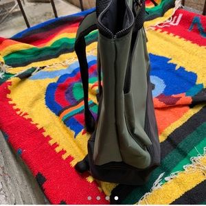 Forest green backpack with shoe compartment